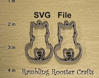 Kattörhängen SVG, Bundle Design, Örhängemall, Laserskuren fil, Skärmallar (Digital Nedladdning)