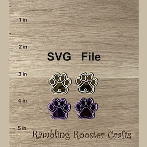 Svg-pootafdruk, hondenpootafdruk SVG, oorbel laserbestand, oorbel svg lasergesneden, laser SVG, laser dxf-bestand, laserbestanden, snijmachinebestanden