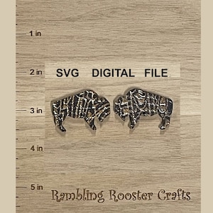 Buffalo SVG, Buffalo earring laser file, Buffalo PNG, Earring svg laser cut, Laser SVG, Laser dxf file, Laser files, Cutting machine files