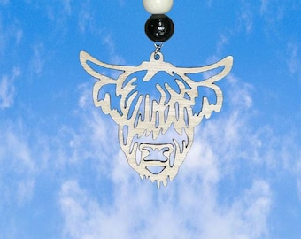 Highland Cow Car Charm SVG Laser Cut File (Digital Download