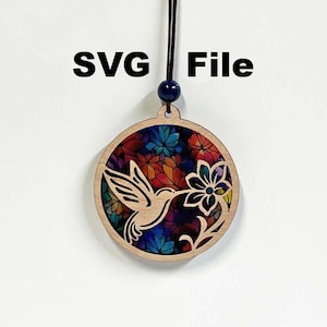 Hummingbird Suncatcher SVG, Hummy with Flower Sun Catcher PNG, Laser cut file (Digital Download)
