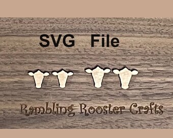 Cow Head Stud Earring SVG, Farm Animal, Glowforge file, Cutting machine file (Digital Download)
