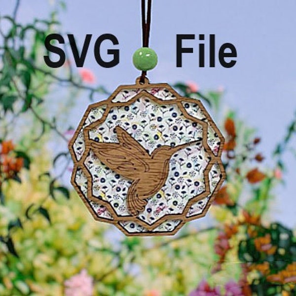 Hummingbird Sun Catcher SVG, Car Charm svg, Suncatcher svg for Laser, Laser svg file, Glowforge Files, Cutting Machine Files