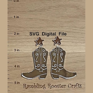 Cowboy Boot Earring SVG, Western Design, Laser Cut Files, Cutting Template (Digital Download)