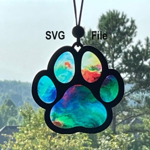 Paw Suncatcher svg, Dog Paw Print PNG, Paw SVG, Dog Paw svg-bestand, Glowforge-bestanden, laserbestand, laser svg-bestand, snijmachinebestanden