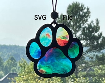 Paw Print Suncatcher SVG: Laser Cut File for Glowforge (Digital Download)