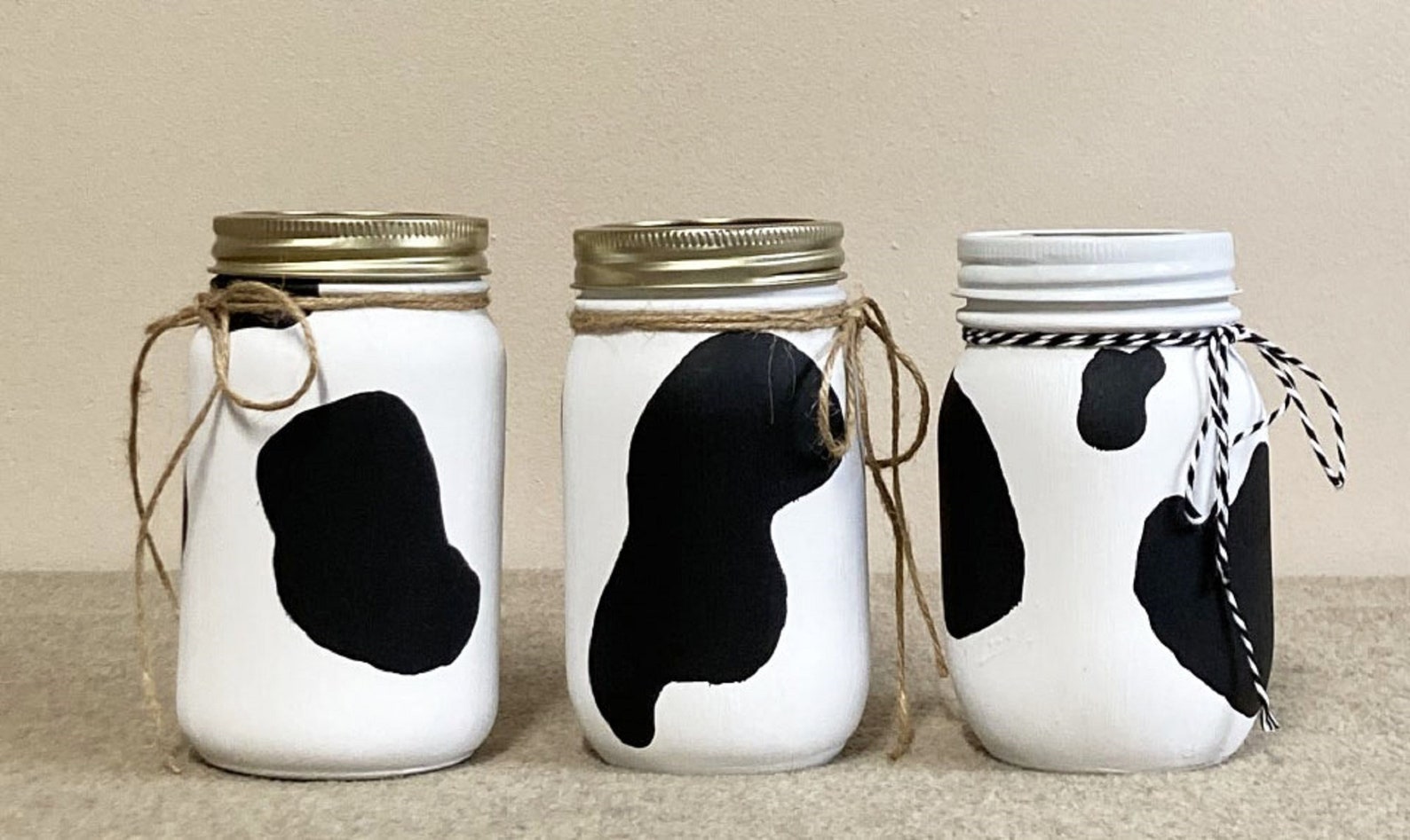 Mason Jar Decor Cow Jars Farmhouse Jars Cow Spots Pint | Etsy
