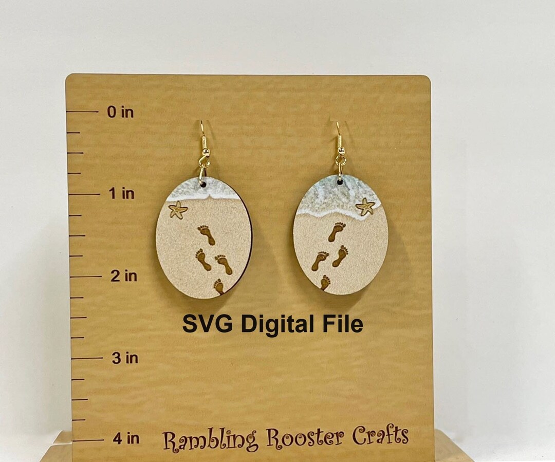 Footprints in the Sand SVG Earring Laser File PNG File Etsy