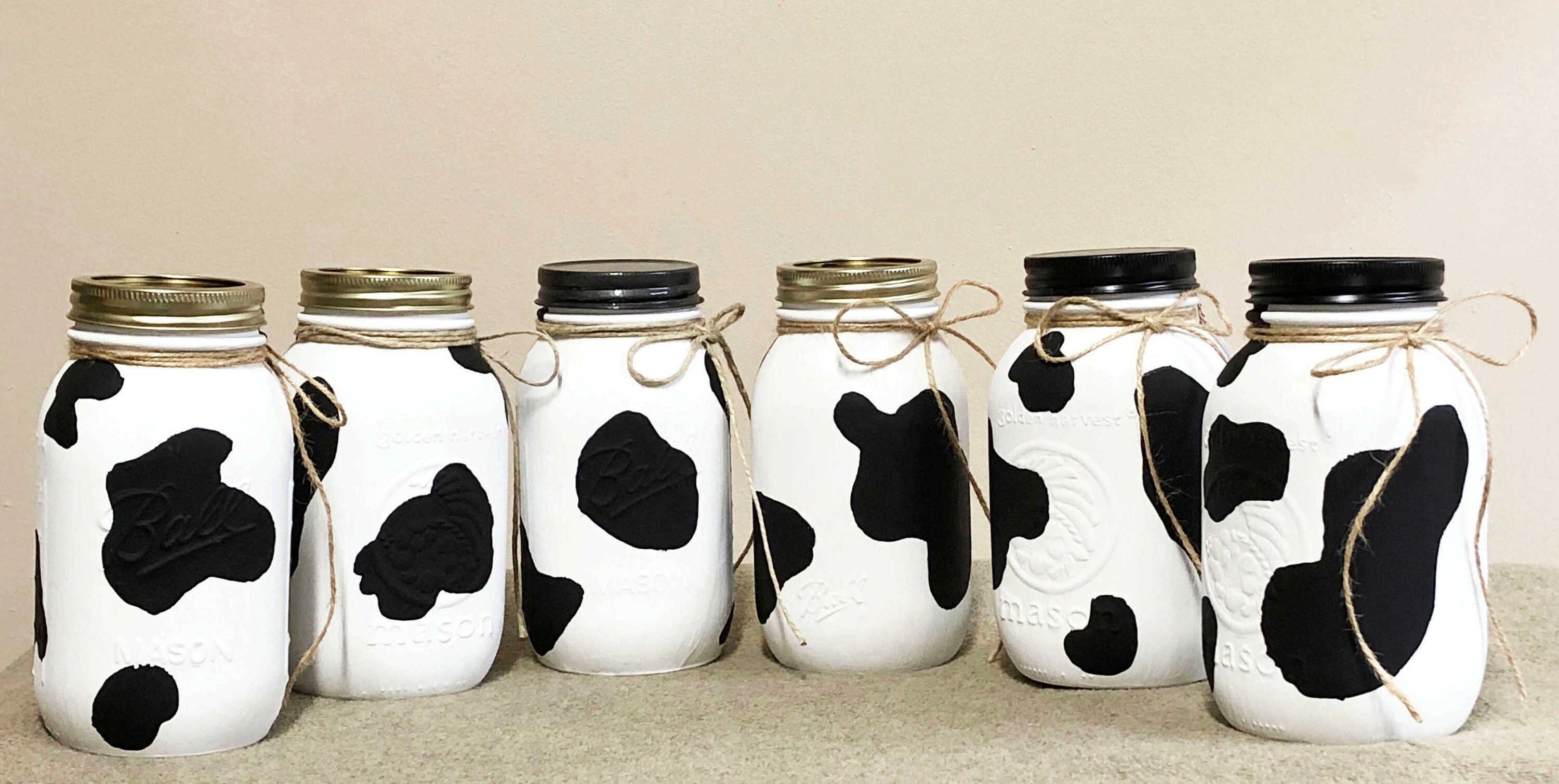 Cow Print Mason Jar Decor Cow Jars Farmhouse Jars Cow Etsy