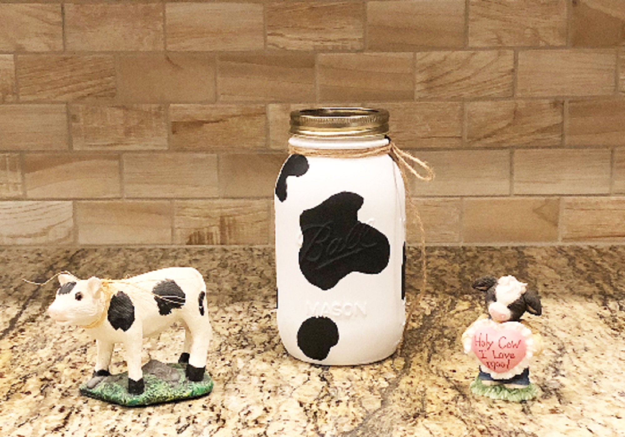 Cow Print Mason Jar: Chalk Painted Farmhouse Decor