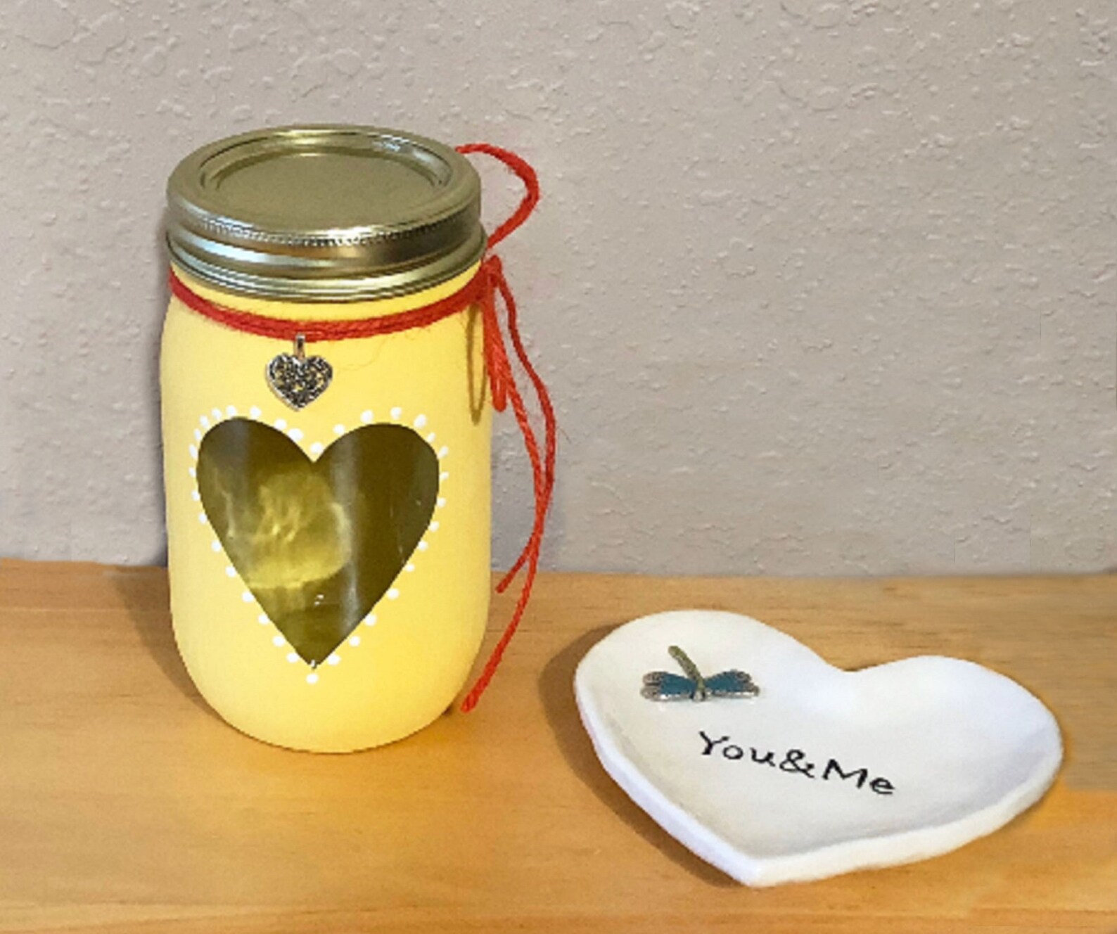 Heart Jar Mason Jar Decor Lighted Jars Decorated Mason Etsy