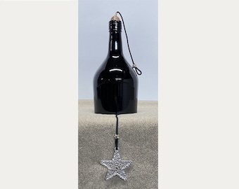 Wind Chimes, Deep Tone Chimes, Black Bottle with a Star Pendant, Outdoor Patio decor, Unique gifts for men, Gifts for Dad, Retirement Gift
