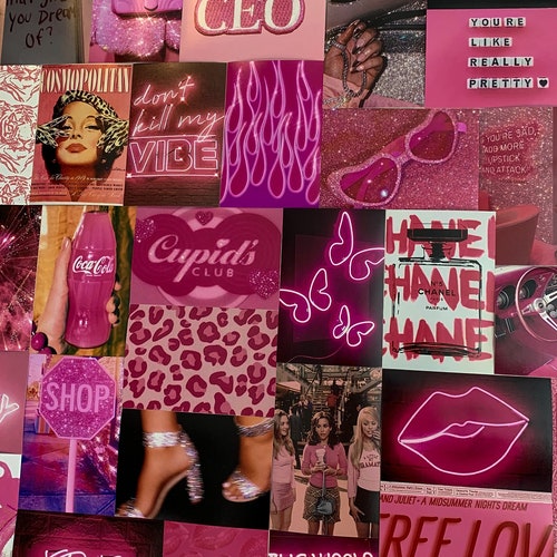 Hot Pink Neon Aesthetic Collage Kit Prints - Etsy