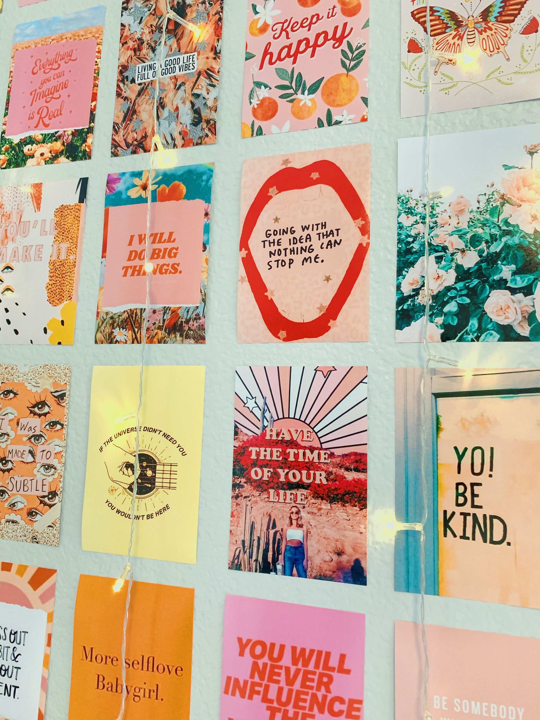 Positive pink vintage collage kit prints | Etsy