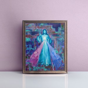 Catholic art wall decor, Divine Mercy,  Catholic Original Oil Painting,  Jesus Christ artwork,  Christian Catholic art, Jesus I trust in you