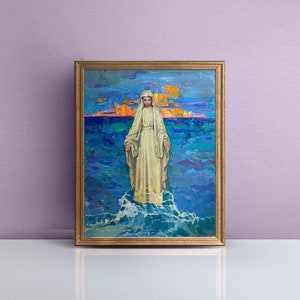 Our Lady Star of the Sea, Christian Original Oil Painting, Virgin Mary artwork, religious oil painting, Stella Maris painting, Catholic art.