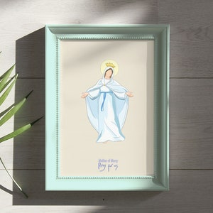 Nostra Signora Madre della Misericordia prega per noi. Carta di illustrazione cristiana. Vergine Misericordiosissima, Maria della Misericordia,