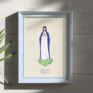 Onze Lieve Vrouw van Kibeho bid voor ons. Christelijke digitale illustratiekaart, Moeder van het Woord, Onze Lieve Vrouw van Smarten