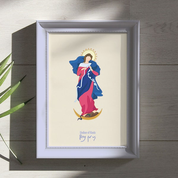 Our Lady Undoer of Knots - pray for us. Printable christian prayer card. Holy Mary Untier of Knots, the Mother of the Fair Love