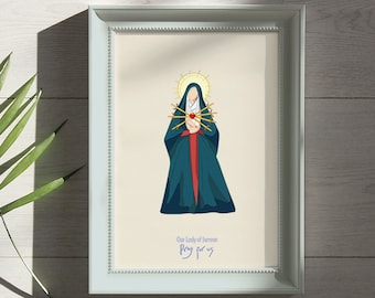 Our Lady of Sorrow pray for us. Printable christian art, Mater Dolorosa, Mary Seven Sorrows.