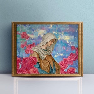 油絵聖母マリア、クリスマスプレゼント、オリジナルの宗教画 油絵聖母マリア、クリスマスプレゼント、オリジナルの宗教画