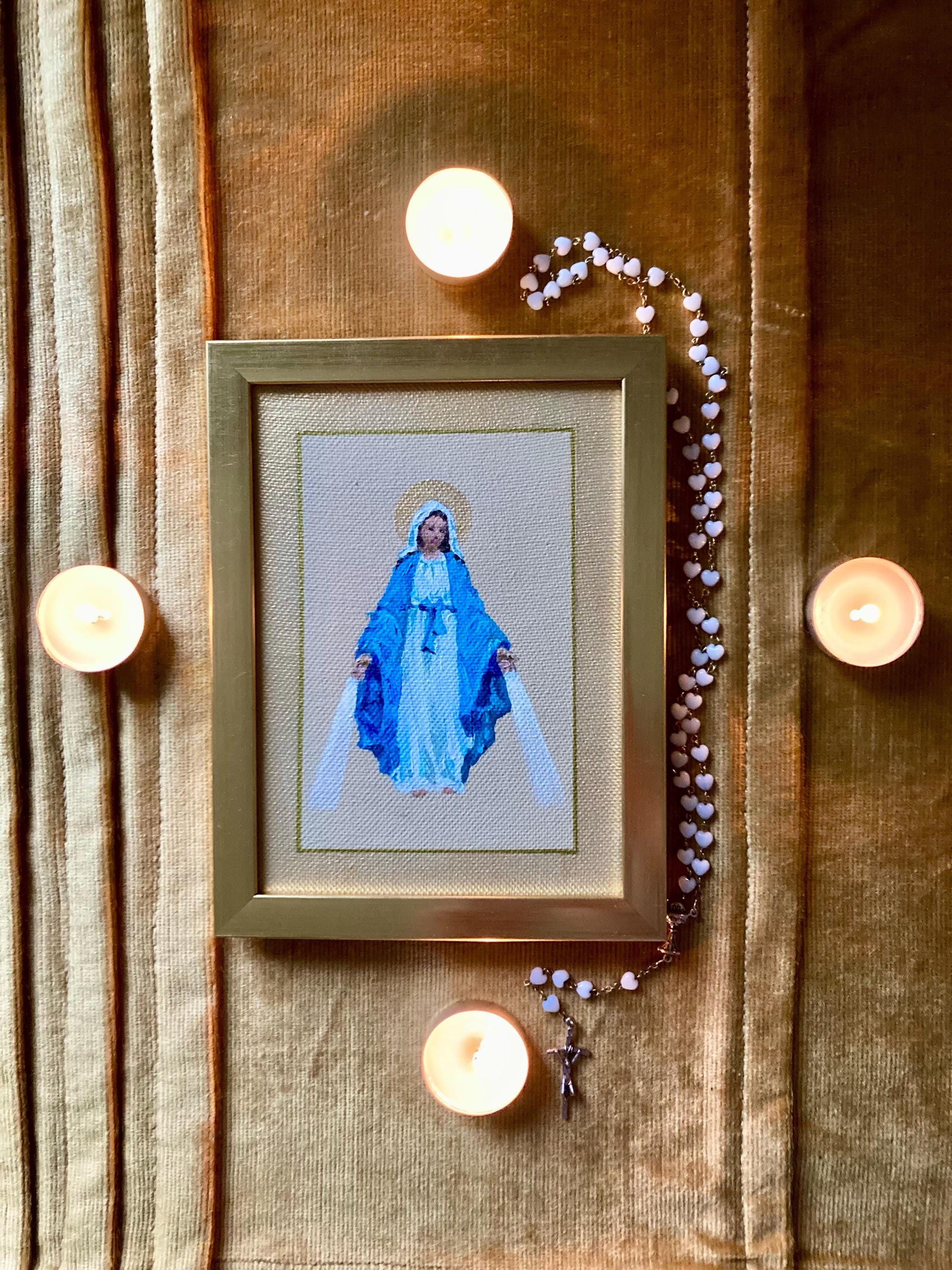 Our Lady of the Miraculous Medal - Hand-painted Small Catholic Oil ...