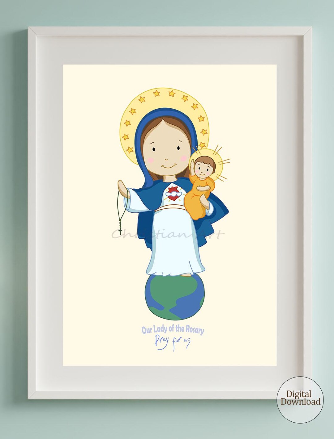 Christian Digital Kids Art of Our Lady of the Rosary – Virgin Mary ...