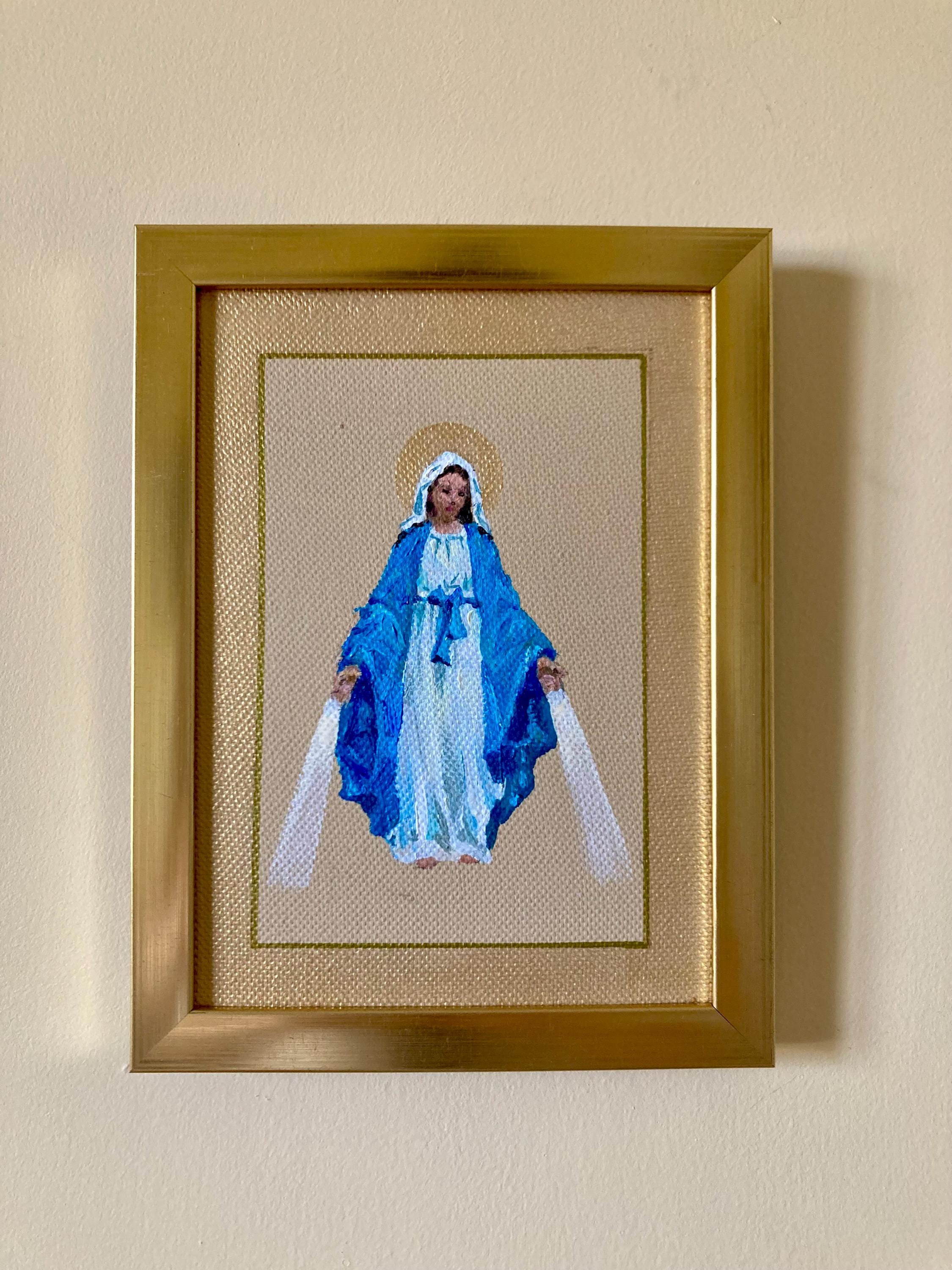 Our Lady of the Miraculous Medal - Hand-painted Small Catholic Oil ...