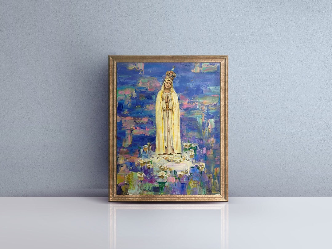 Catholic Artwork, Our Lady of Fatima, Christian Original Oil Painting ...