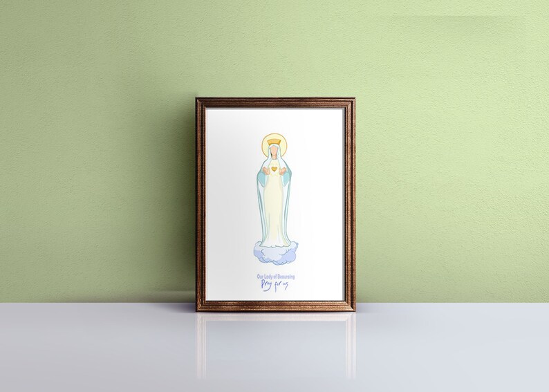 Our Lady of Beauraing Pray for Us. Catholic Digital Illustration Card ...