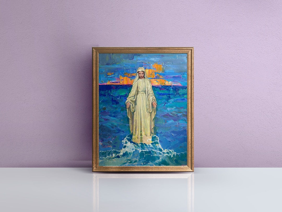 Our Lady Star of the Sea, Christian Original Oil Painting, Virgin Mary ...