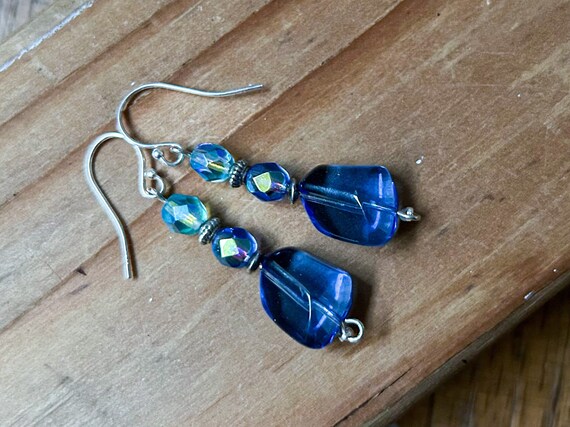 Blue on sale glass earrings
