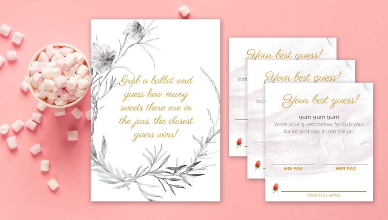 Guess the Candy Printable Bridal Shower and Wedding Game | Watercolour ...