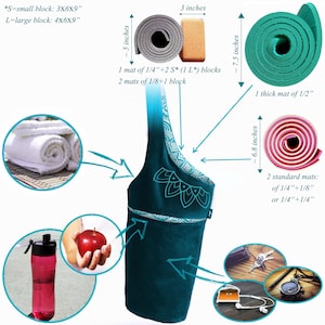 Two Tone Teal Yoga Mat Bag: Long Tote with Pockets & Straps image 6