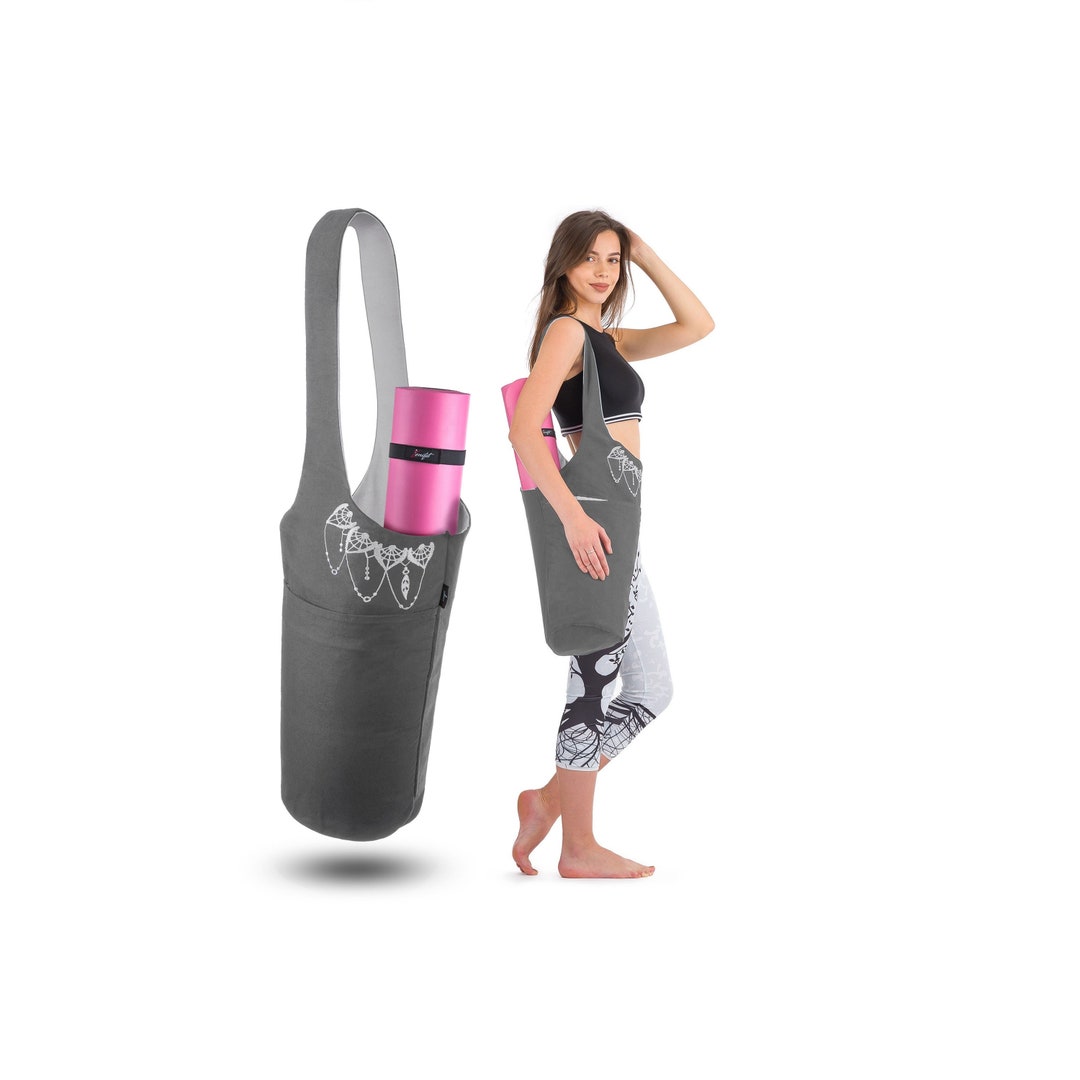 Yoga Mat Bag Gray White Yoga Mat Holder With BONUS Yoga Mat Strap
