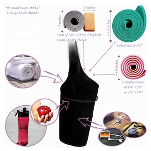 Black Yoga Mat Bag: Long Tote with Pockets & Straps image 6