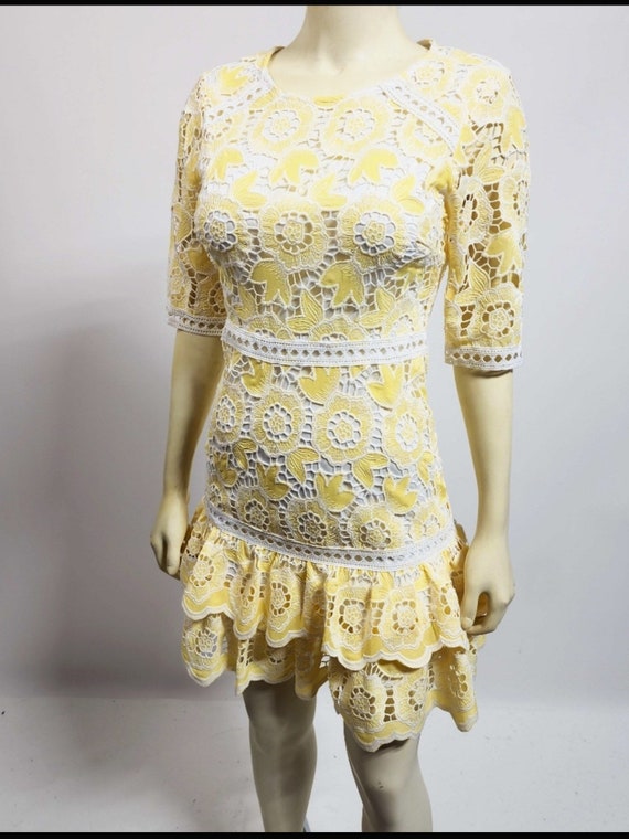 chinese dress ladies Butter Yellow Lace Mini Dress| Dress main image 1