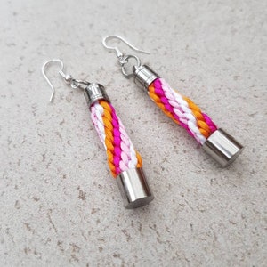 Lesbian earrings, Sterling silver Lesbian Pride earrings, Lesbian flag earrings, Lesbian jewellery
