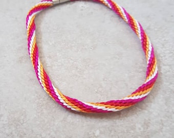 Lesbian Pride Flag Choker: Braided LGBT Necklace
