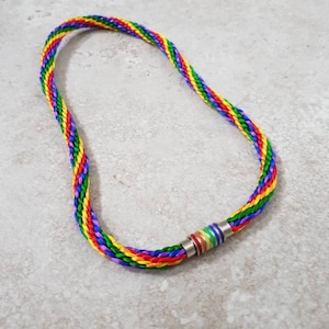 Rainbow Necklace, Braided Pride Choker Necklace, LGBTQ jewelry, Pride Necklace, Festival wear, Rainbow Choker
