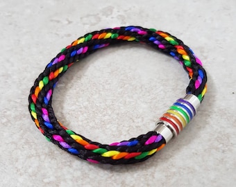 LGBT Pride Bracelet, Black Rainbow wristband, Bi Pride flag, Pride Bracelets for men, Pride Bracelets for Women, Subtle Bisexual bracelet