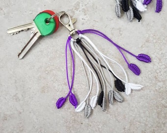 Asexual Keychain, Ace flag Keyring, Ace Pride bag charm, Asexual Pride gifts