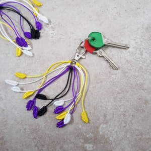 Nonbinary Keyring, Non binary pride flag keychain, Enby bag charm