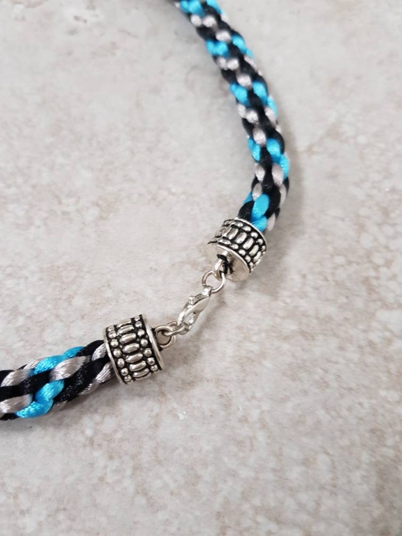 Turquoise and Black Rope Necklace Chunky Choker