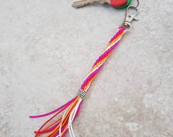Lesbian Flag Keyring, Lesbian Pride Keychain, Lesbian bag charm, Lesbian gifts