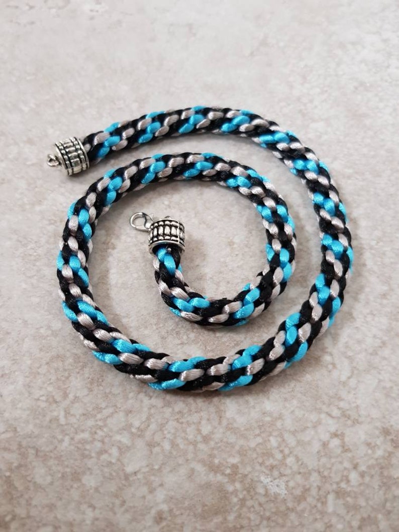Turquoise and Black Rope Necklace Chunky Choker