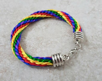 Rainbow Pride Bracelet, LGBT Jewellery, Braided Rainbow, Bracelets for him