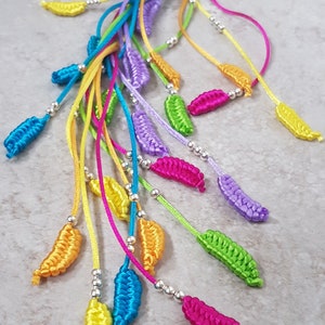 Long Boho Rainbow Bag Charm, Colourful Macrame bag tassel, Bright Purse Flair, Festival accessories, Rainbow Gifts