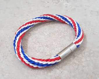 Rot, weiß und blau Armband, geflochtene Armbänder, Vaterländischer Schmuck
