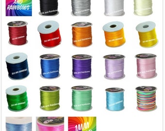 Rattail Sik Cord 1mm, Nylon Satin Cord, Chinese Knotting, Faux Silk cord, Jewellery Making, Kumihimo, Braiding, Threading, Macrame, Crafts